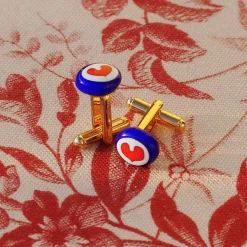 New Damani Cufflinks - Blue - Heart Red For Men