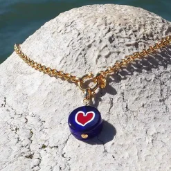Hot Lido Necklace - Blue - Heart Red Jewelry