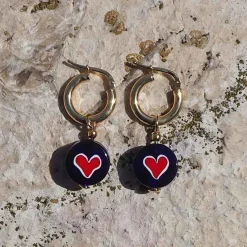 Discount Schiona Earrings Medium - Blue - Heart Red Jewelry