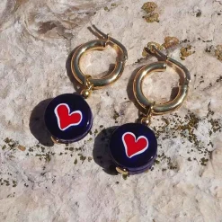 Discount Schiona Earrings Medium - Blue - Heart Red Jewelry