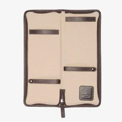 For Men-Battistoni Leather Inserts Tie-Case - Brown