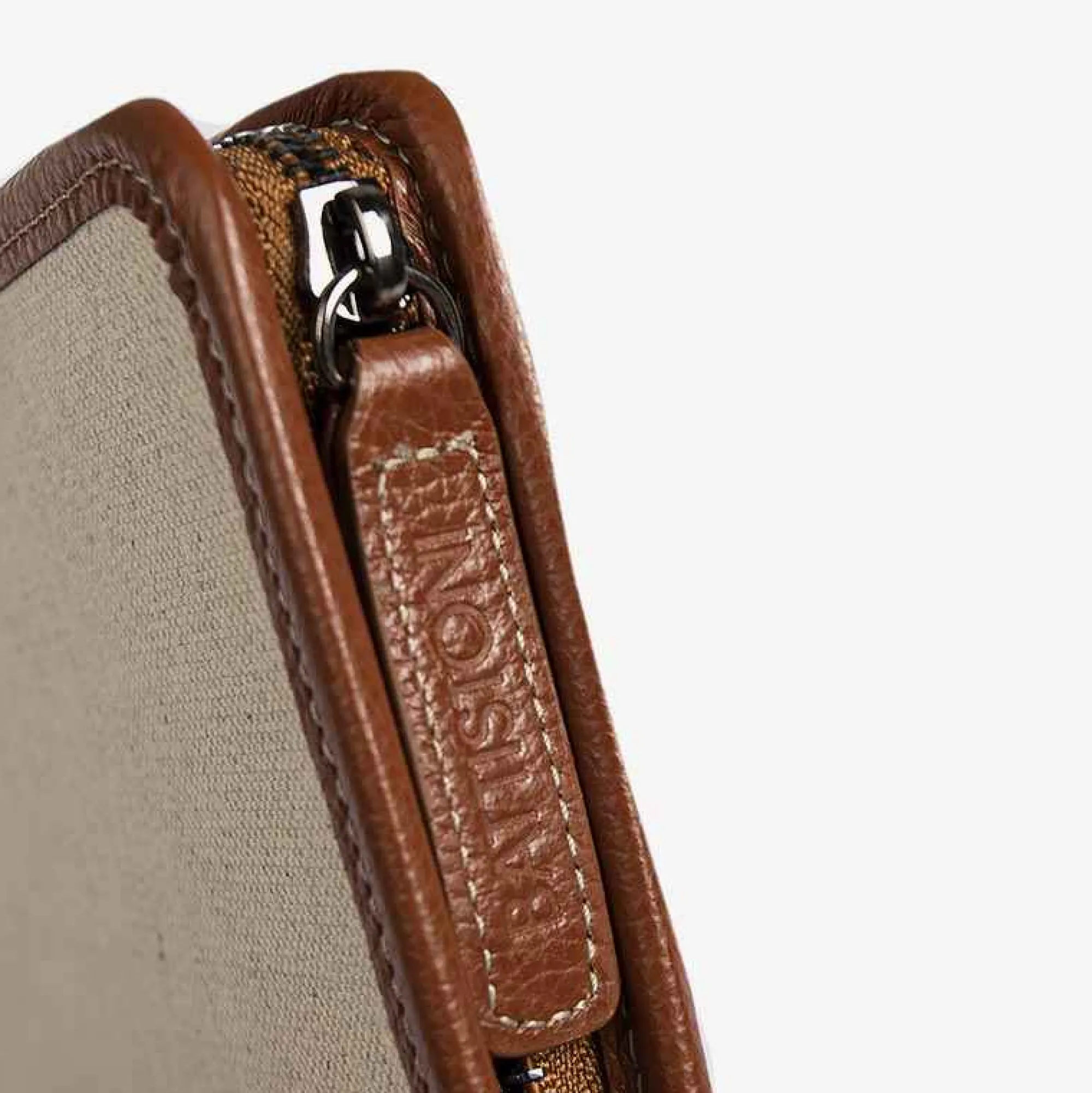 For Men-Battistoni Leather Inserts Tie-Case - Tan