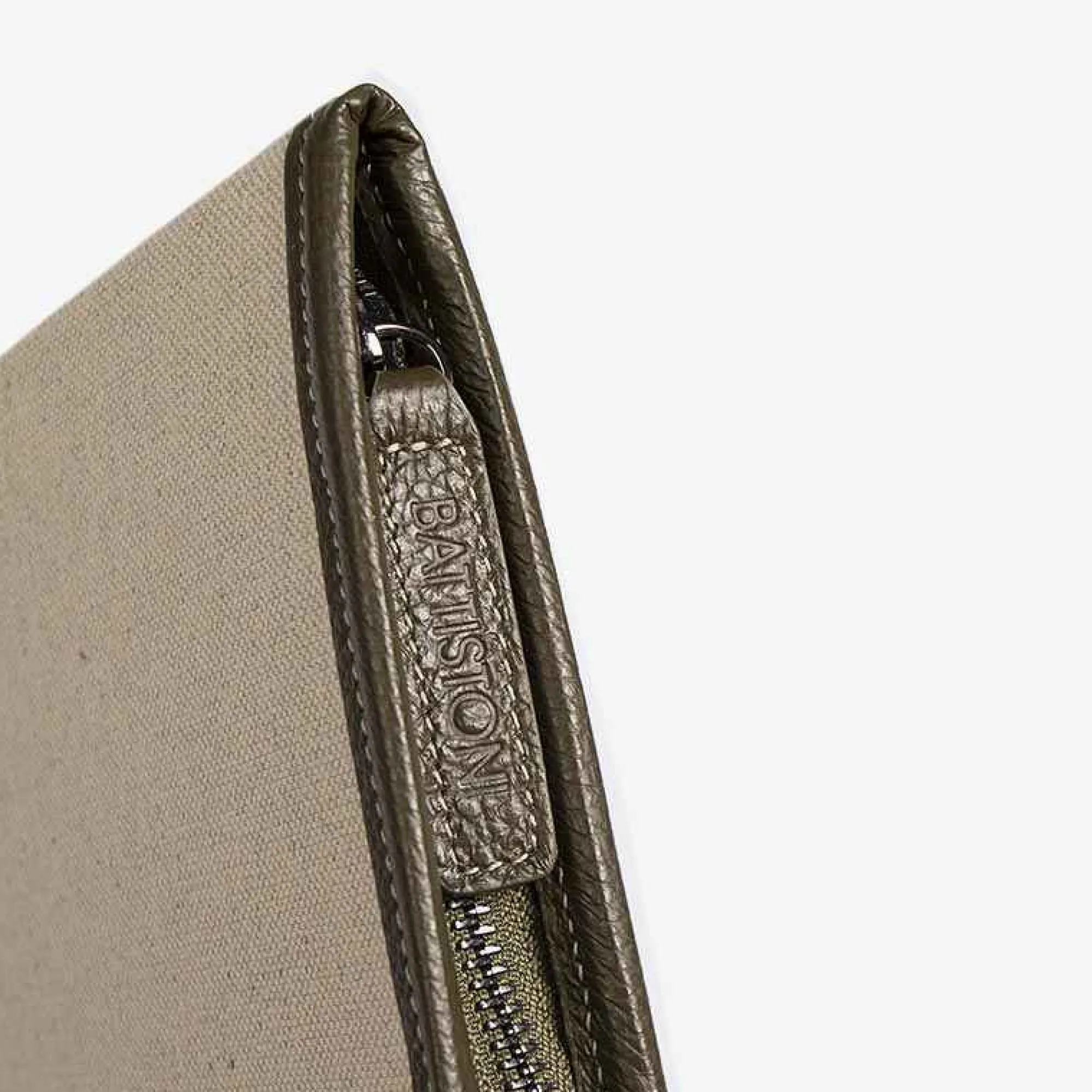 For Men-Battistoni Leather Inserts Tie-Case - Green