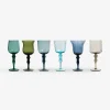 Outlet Set Of 6 Glasses Assorted Shapes Texture Nuances Blue Green - White Wine Tableware