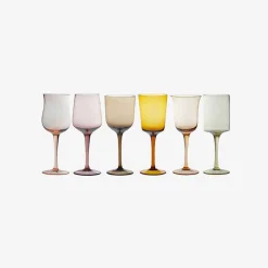 Sale Set Of 6 Glasses Assorted Shapes Nuances Amber Pink - Red Wine Tableware