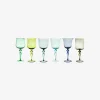 Clearance Set Of 6 Goblets Adorned Stems Mixed Shapes - Blue Green Tableware