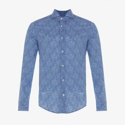Discount Dark Blue Printed Sean Shirt For Men