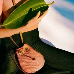 Discount Nirmala Raffia Bucket Bag Pink Bags & Accessories