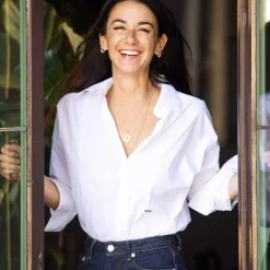 Clearance Embroidered Cotton Shirt Tops & T-Shirts