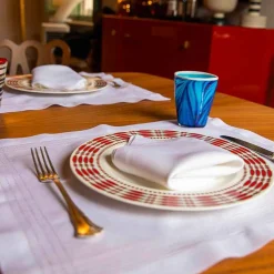 New Hemstitch Embroidered Placemat And Napkin - Set Of 2 Tableware