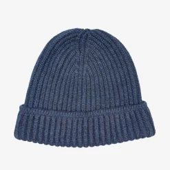 Pure Cashmere Fisherman'S Rib Hat - Navy Blue Knitwear