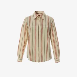 Hot X Alberto Biani Striped Silk Shirt Tops & T-Shirts