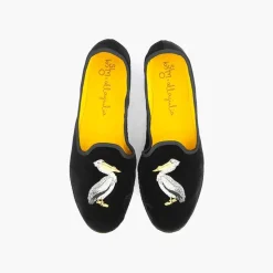 Sale X Allagiulia Artisanal Black Velvet Loafers With Embroidery For Men