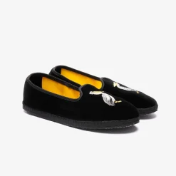 For Men-ISSIMO X Allagiulia Artisanal Black Velvet Loafers With Embroidery