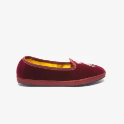 Sale X Allagiulia Artisanal Burgundy Velvet Embroidery Loafers For Men
