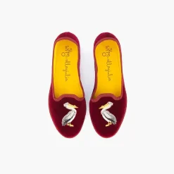 Sale X Allagiulia Artisanal Burgundy Velvet Embroidery Loafers For Men