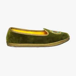 Clearance X Allagiulia Green Velvet Loafers With Embroidery For Men