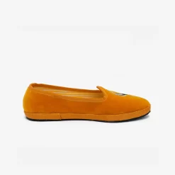 Best X Allagiulia Mustard Velvet Loafers With Pellican Embroidery For Men