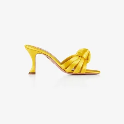 Best X Aquazzura Mule 75 Satin - Sunshine Yellow Shoes