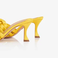 Best X Aquazzura Mule 75 Satin - Sunshine Yellow Shoes