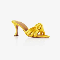 Best X Aquazzura Mule 75 Satin - Sunshine Yellow Shoes