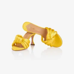 Best X Aquazzura Mule 75 Satin - Sunshine Yellow Shoes