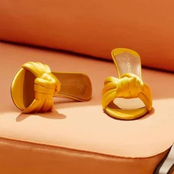 Best X Aquazzura Mule 75 Satin - Sunshine Yellow Shoes