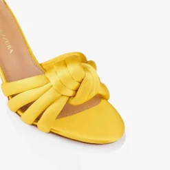Best X Aquazzura Mule 75 Satin - Sunshine Yellow Shoes