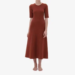 Sale X Casasola Agata Midi Dress Terracotta Dresses