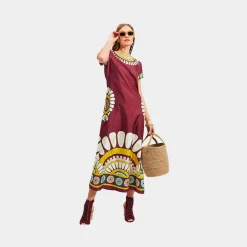 Clearance X La Doublej Swing Dress - Bordeaux Solar Placee Dresses