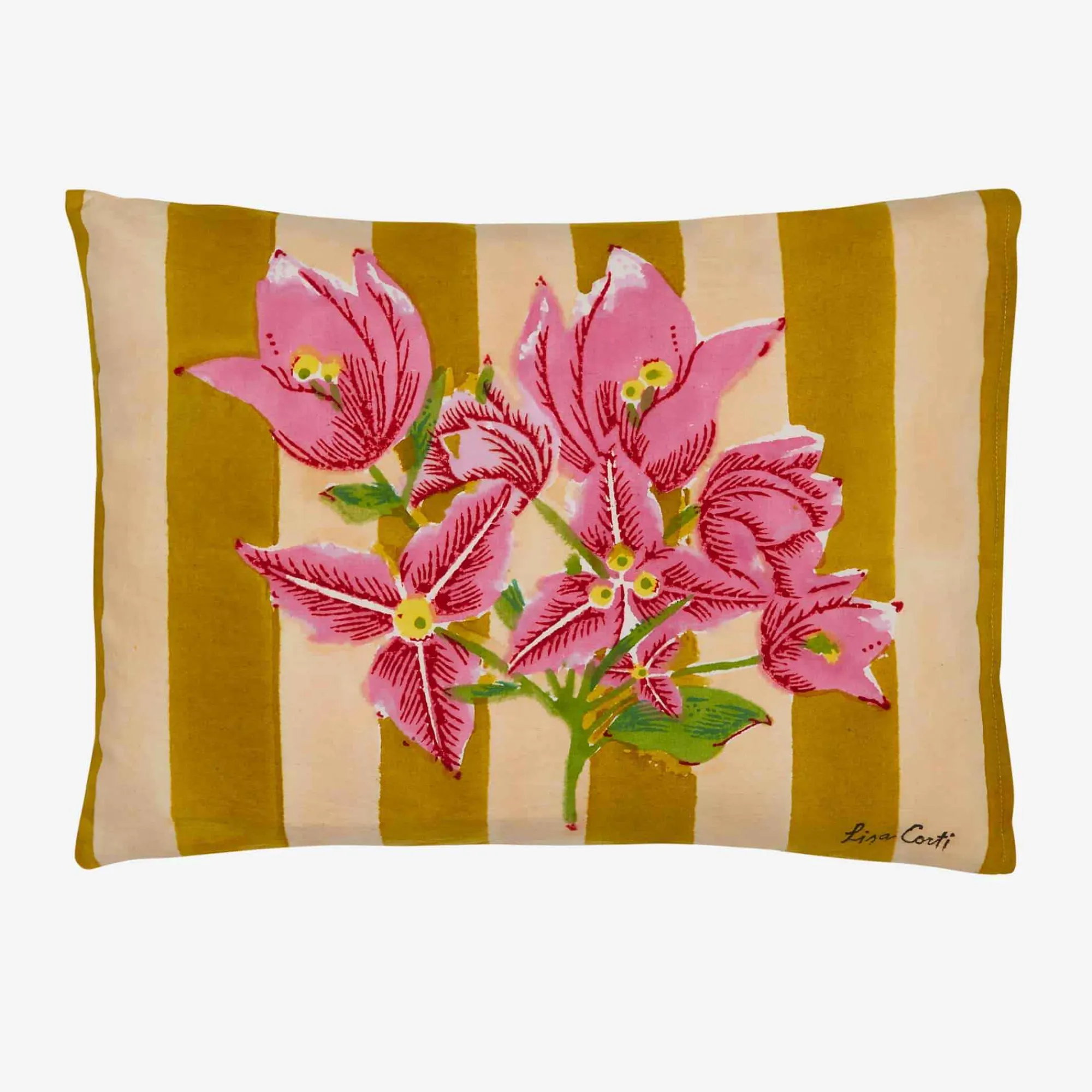 Sale X Lisa Corti Bougainvillea Mustard Stripes Baby Pillow Living Room