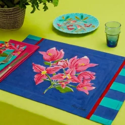 Hot X Lisa Corti Bougainvillea Cotton Stripes Placemat Tableware