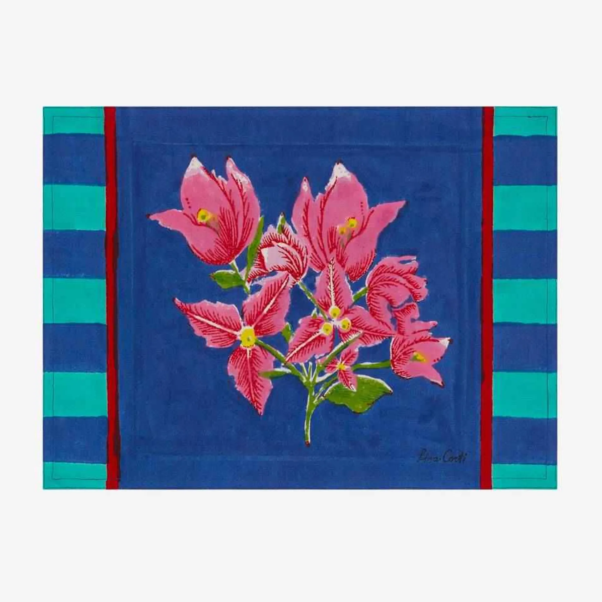 Hot X Lisa Corti Bougainvillea Cotton Stripes Placemat Tableware