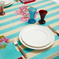 Tableware-ISSIMO X Lisa Corti Bougainvillea White Veronese Stripes Napkin