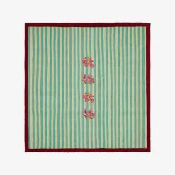 Clearance X Lisa Corti Bougainvillea White Veronese Stripes Quilt Bedroom