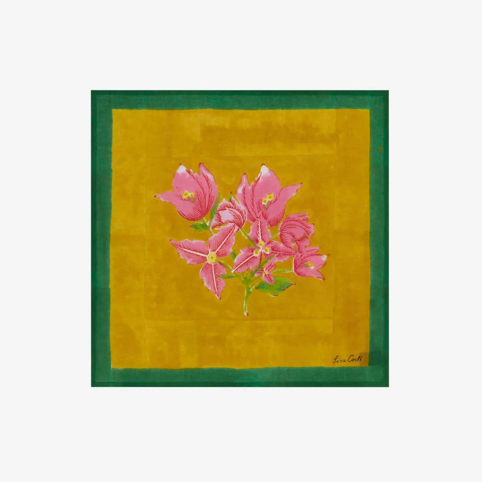 X Lisa Corti Bougainvillea Mustard Stripes Napkin Tableware