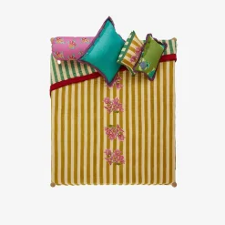 Best X Lisa Corti Bougainvillea Mustard Stripes Quilt Bedroom