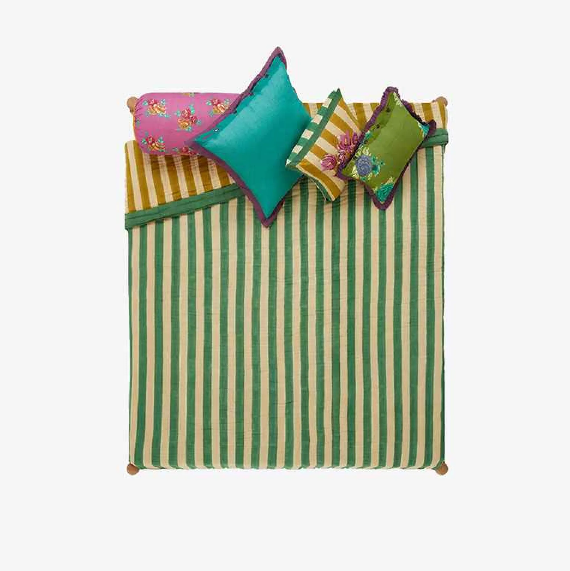 Best X Lisa Corti Bougainvillea Mustard Stripes Quilt Bedroom