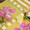 Discount X Lisa Corti Bougainvillea Mustard Stripes Square Tablecloth Tableware