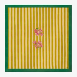 Discount X Lisa Corti Bougainvillea Mustard Stripes Square Tablecloth Tableware