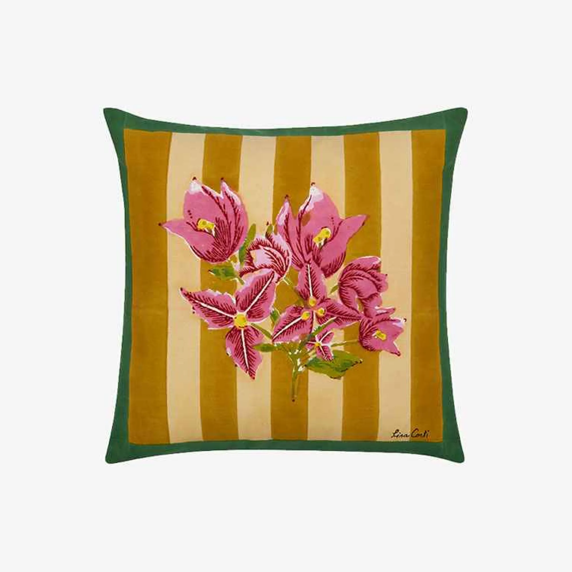 Online X Lisa Corti Bougainvillea Mustard Stripes Pillow Living Room