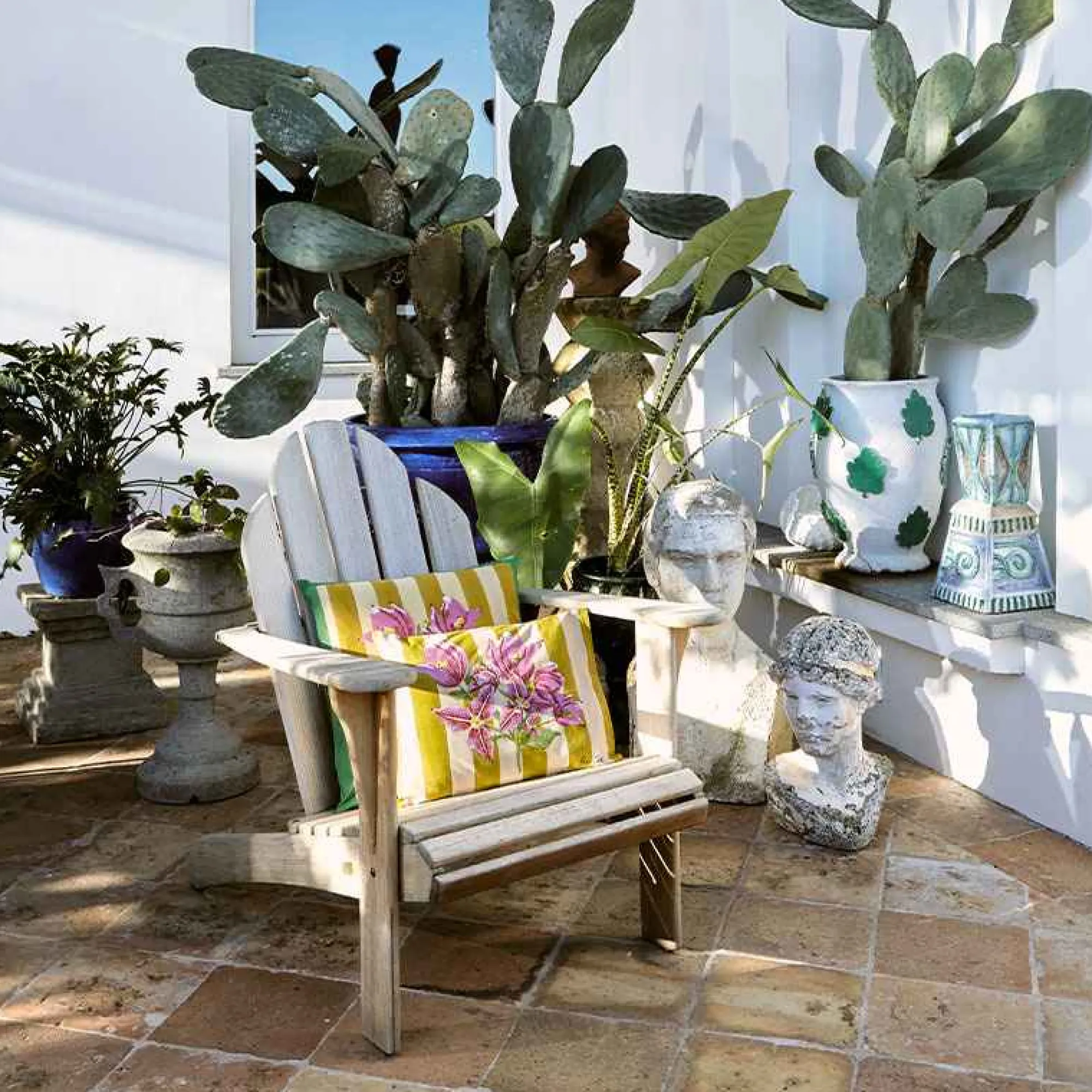 Online X Lisa Corti Bougainvillea Mustard Stripes Pillow Living Room