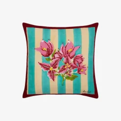 Online X Lisa Corti Bougainvillea White Veronese Stripes Pillow Living Room
