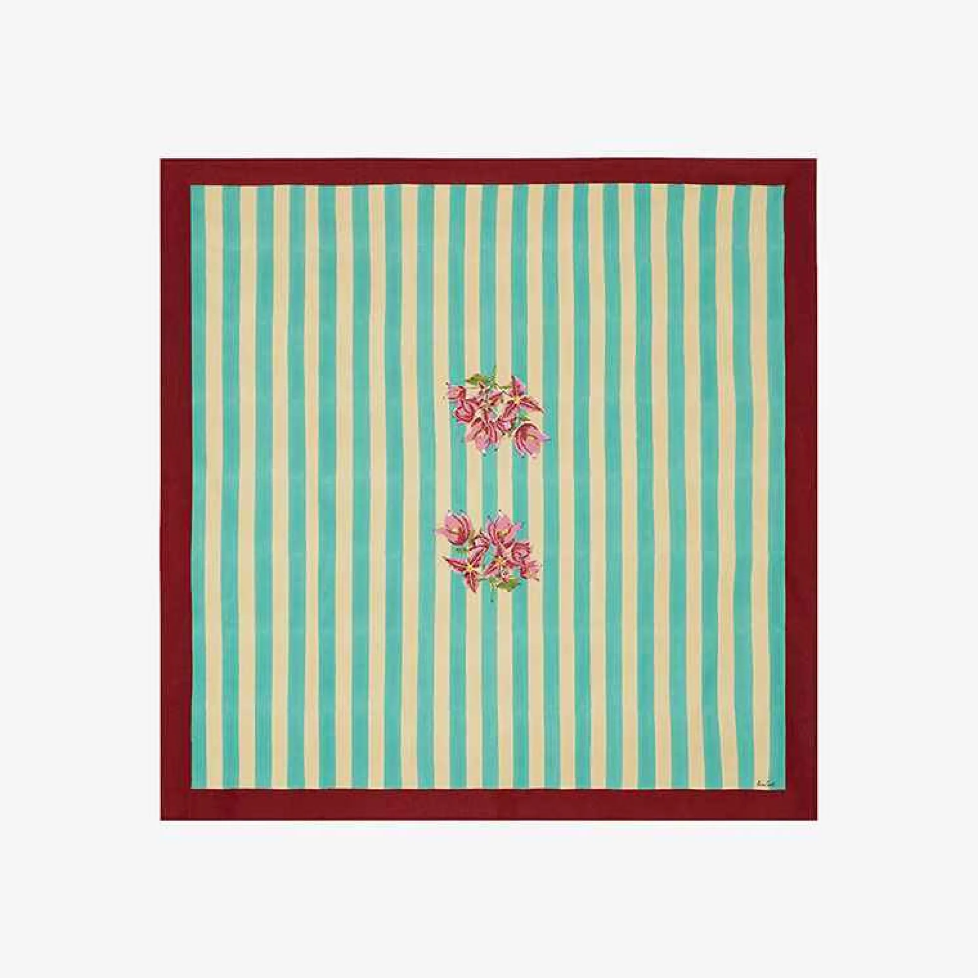 Clearance X Lisa Corti Bougainvillea White Veronese Stripes Square Tablecloth Tableware