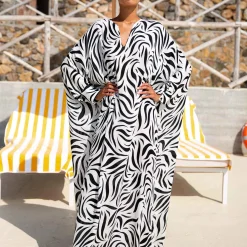 X Loretta Caponi Clementina Kaftan Zebra Dresses