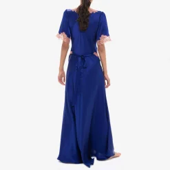 X Loretta Caponi Monica Short Sleeve Dress Blue Dresses
