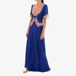 X Loretta Caponi Monica Short Sleeve Dress Blue Dresses