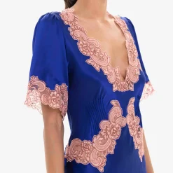 X Loretta Caponi Monica Short Sleeve Dress Blue Dresses