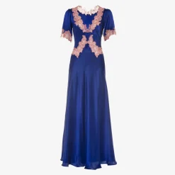 X Loretta Caponi Monica Short Sleeve Dress Blue Dresses