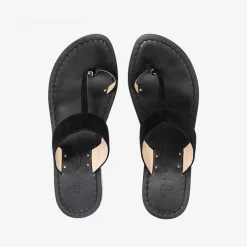 New X Mario D'Ischia Unisex Ugo Black Sandals For Men